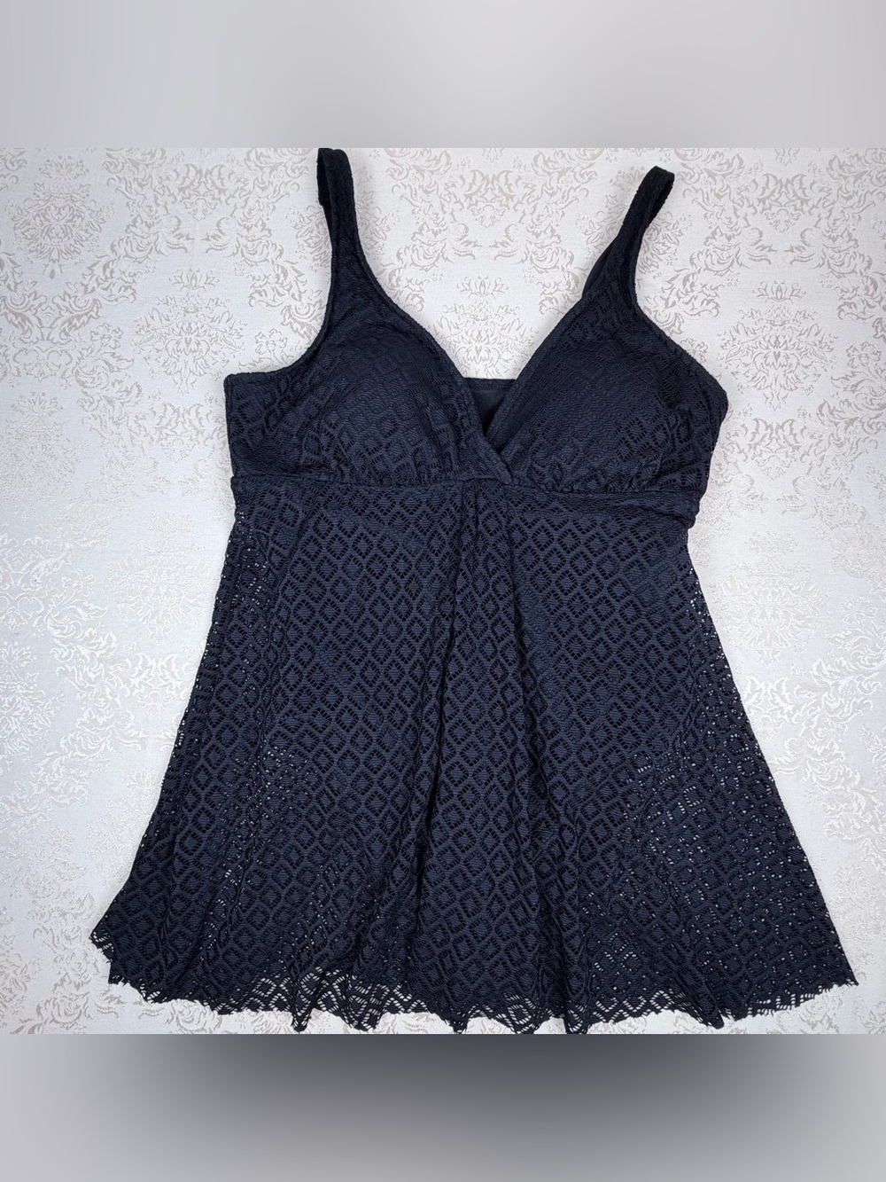 croft & barrow Black Lace Bathing Suit, One Piece, 16